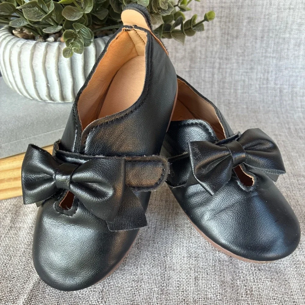 Mary Jane Flats Black 26 Toddler Bow Strap Dress Shoes